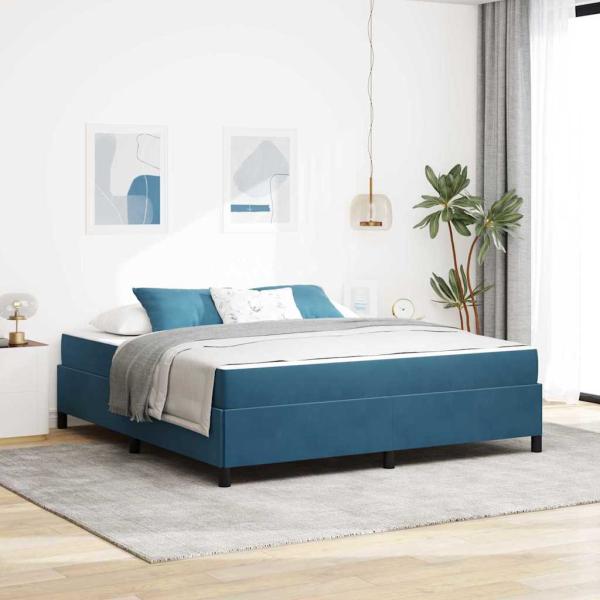 ARDEBO.de - Bettgestell Sonstiges Dunkelblau und Weiß 180 x 200 cm Samt