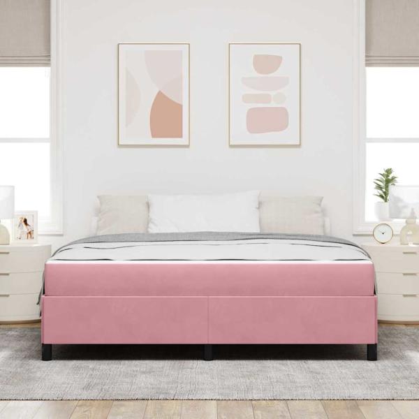 Bettgestell Sonstiges Rosa und Weiß 180 x 200 cm Samt
