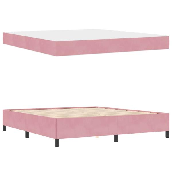 Bettgestell Sonstiges Rosa und Weiß 180 x 200 cm Samt