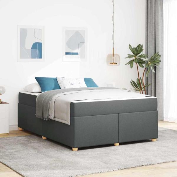 ARDEBO.de - Bettgestell mit Matratze Dunkelgrau 140 x 200 cm Stoff