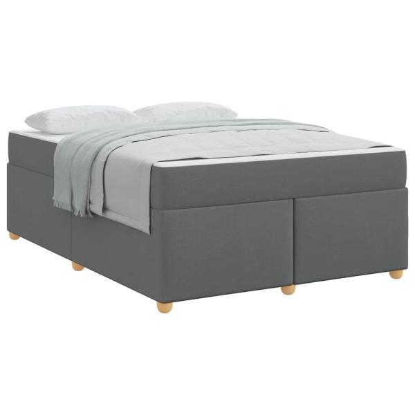 Bettgestell mit Matratze Dunkelgrau 140 x 200 cm Stoff