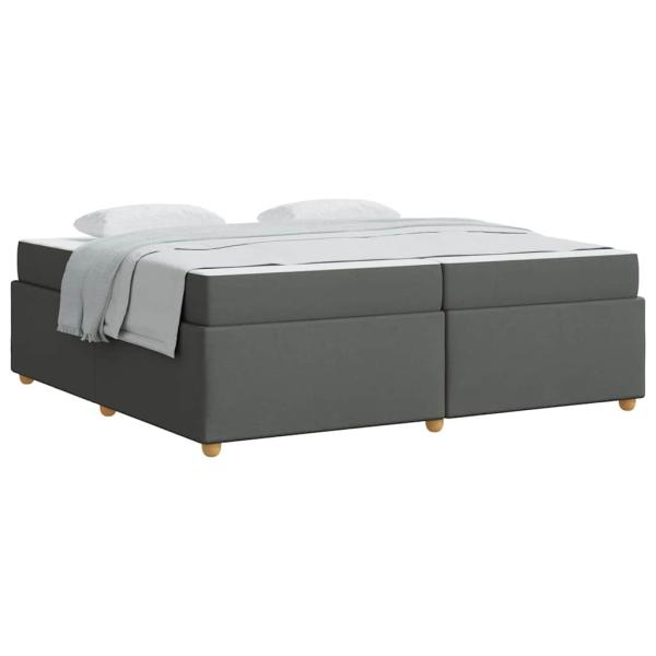 Bettgestell mit Matratze Dunkelgrau 200 x 200 cm Stoff
