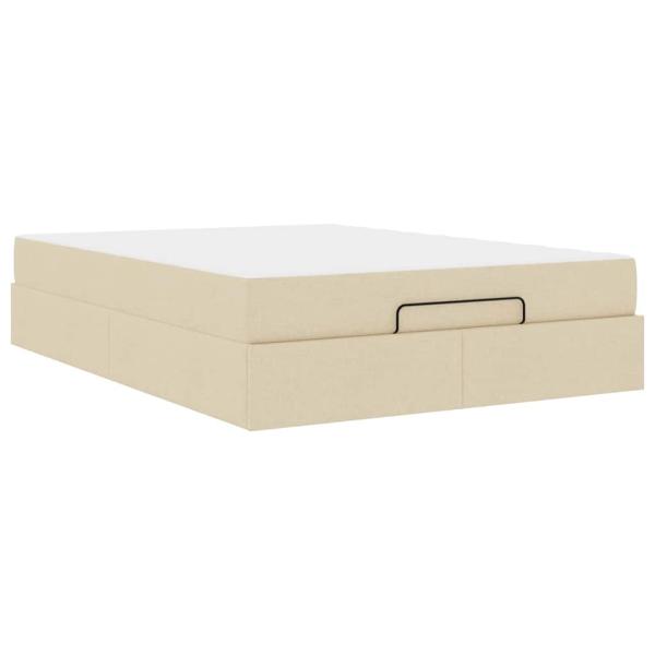 Bettgestell Sonstiges mit Speicher Creme 140 x 200 cm Stoff