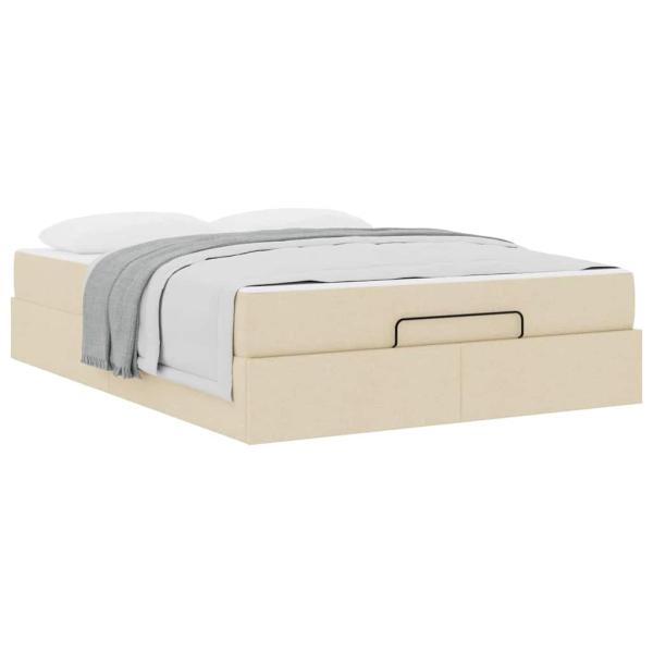 Bettgestell Sonstiges mit Speicher Creme 140 x 200 cm Stoff