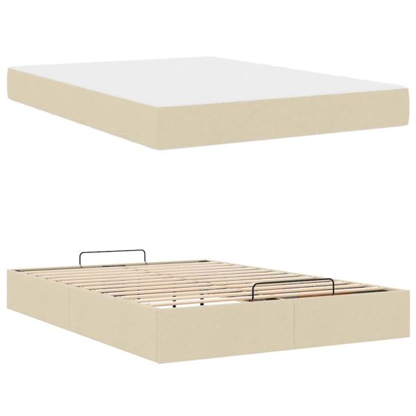 Bettgestell Sonstiges mit Speicher Creme 140 x 200 cm Stoff