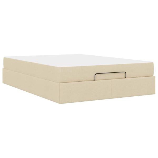 Bettgestell Sonstiges mit Speicher Creme 140 x 200 cm Stoff