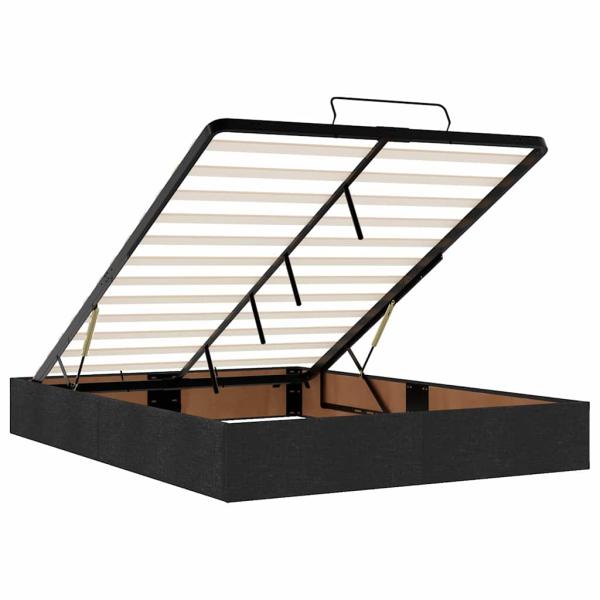 Bettgestell Sonstiges mit Speicher Schwarz 160 x 200 cm Stoff