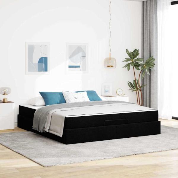 ARDEBO.de - Bettgestell Sonstiges mit Speicher Schwarz 180 x 200 cm Stoff
