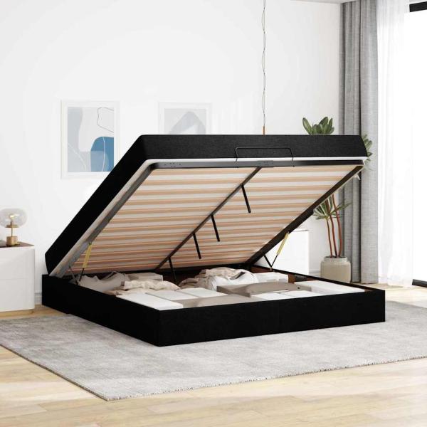 Bettgestell Sonstiges mit Speicher Schwarz 180 x 200 cm Stoff