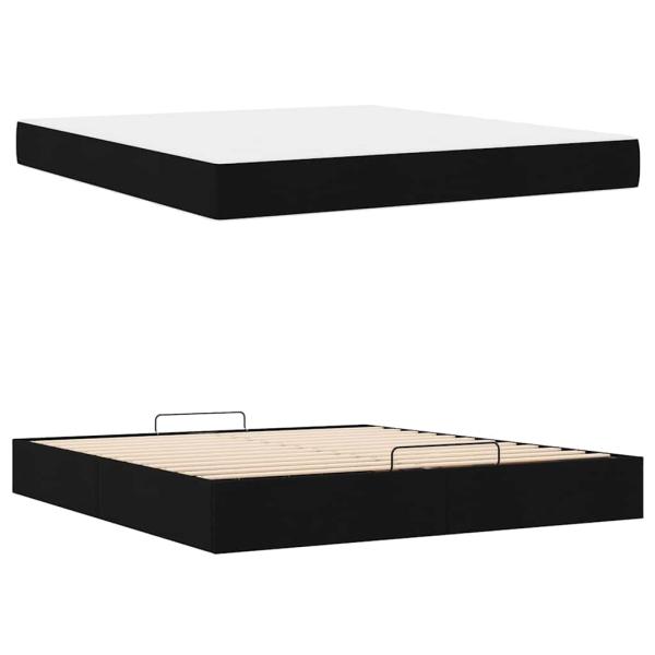 Bettgestell Sonstiges mit Speicher Schwarz 180 x 200 cm Stoff