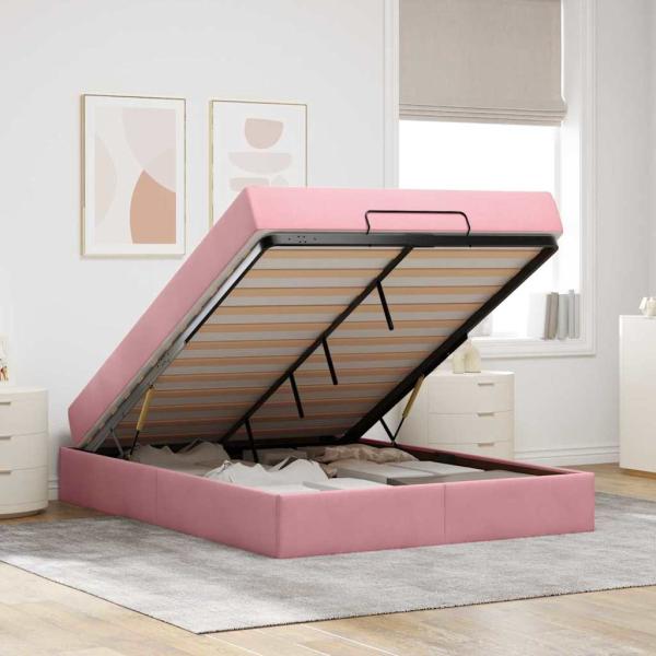 Bettgestell Sonstiges Rosa 140 x 200 cm Samt