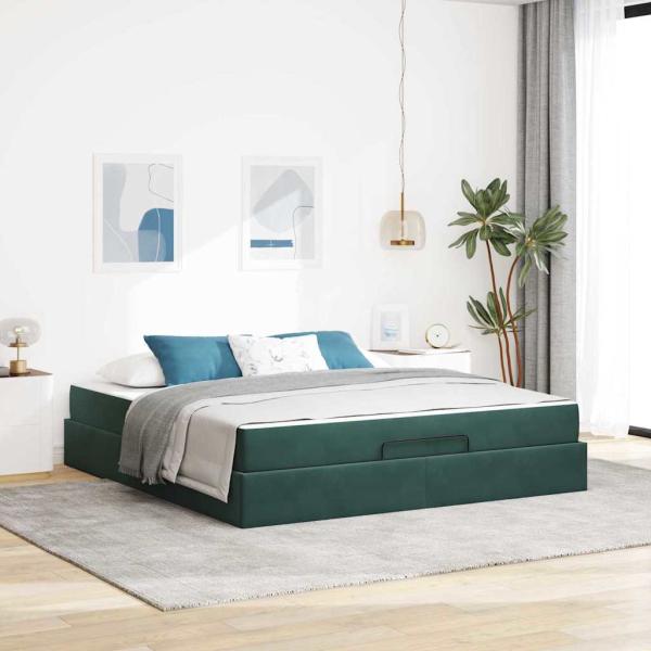 ARDEBO.de - Bettgestell Sonstiges Dunkelgrün 180 x 200 cm Samt
