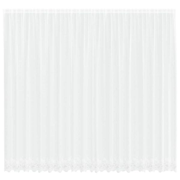 Spitzenvorhang mit Vorhängen Floral Weiß 500 x 300 cm Polyester