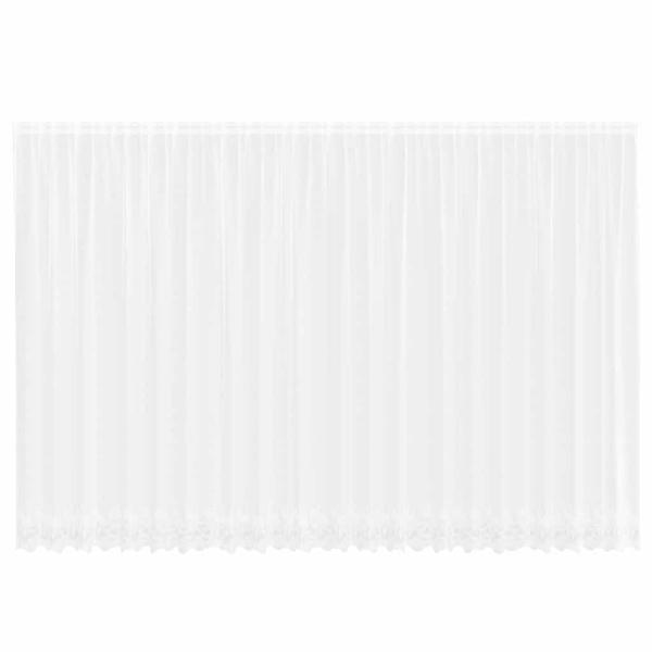 Spitzenvorhang mit Vorhängen Floral Weiß 600 x 240 cm Polyester