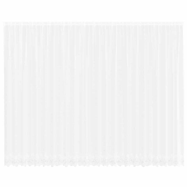 Spitzenvorhang mit Vorhängen Floral Weiß 600 x 260 cm Polyester