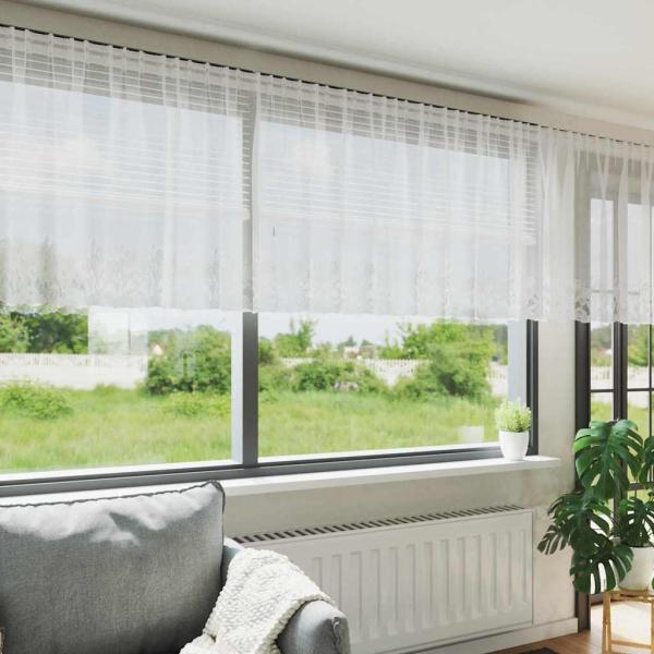 ARDEBO.de - Spitzenvorhang mit Vorhängen Floral Weiß 900 x 100 cm Polyester