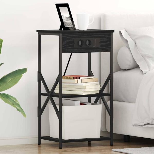 ARDEBO.de - Nachttisch Schwarze Eiche 41 x 31 x 76 cm Holzwerkstoff