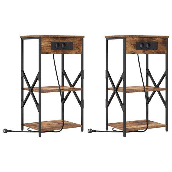 Nachttische 2 pcs Räuchereiche 41 x 31 x 76 cm Holzwerkstoff