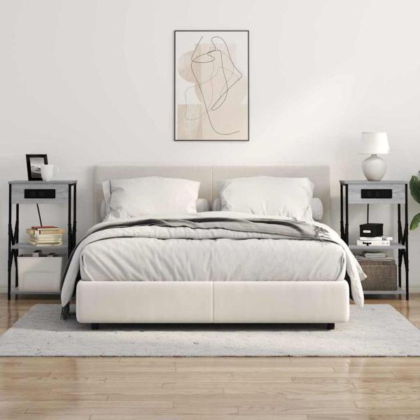 Nachttisch mit Regal Grau Sonoma 41 x 31 x 76 cm Holzwerkstoff