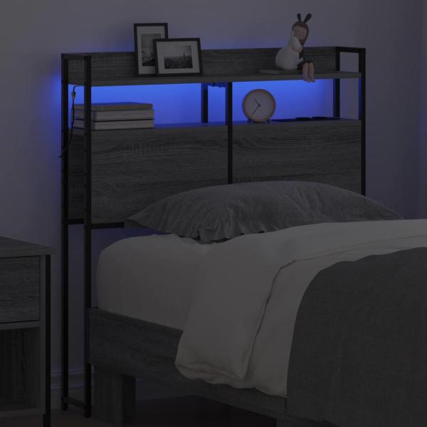 Stauraum-Kopfteil Grau sonoma 80 cm Holzwerkstoff