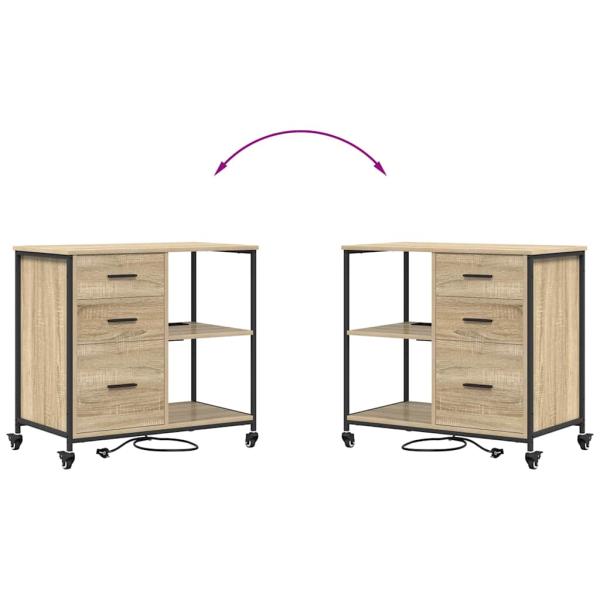 Büroschrank mit Rad Sonoma Eiche 76 x 41 x 72 cm Holzwerkstoff