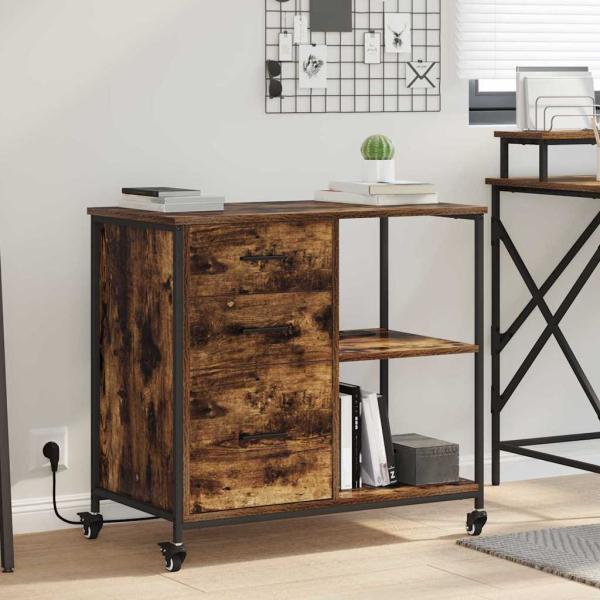 ARDEBO.de - Büroschrank mit Rad Räuchereiche 76 x 41 x 72 cm Holzwerkstoff