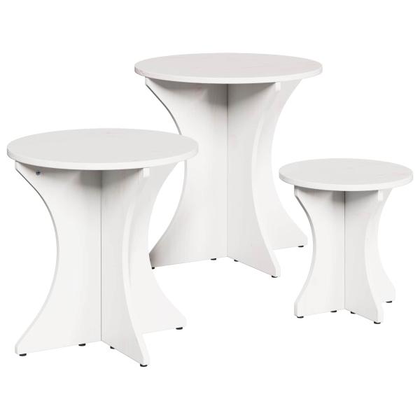 ARDEBO.de - Kaffeetisch Set 3 pcs Weiß 46 x 46 x 47 cm Massivkiefer