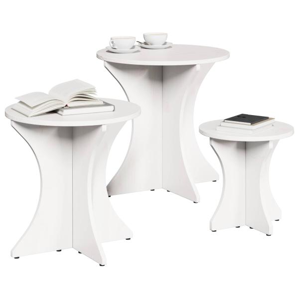 Kaffeetisch Set 3 pcs Weiß 46 x 46 x 47 cm Massivkiefer