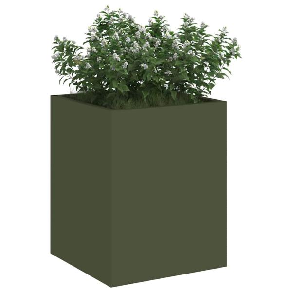 Gartenblumentopf Olivgrün 50 x 32 x 40 cm Kaltgewalzter Stahl