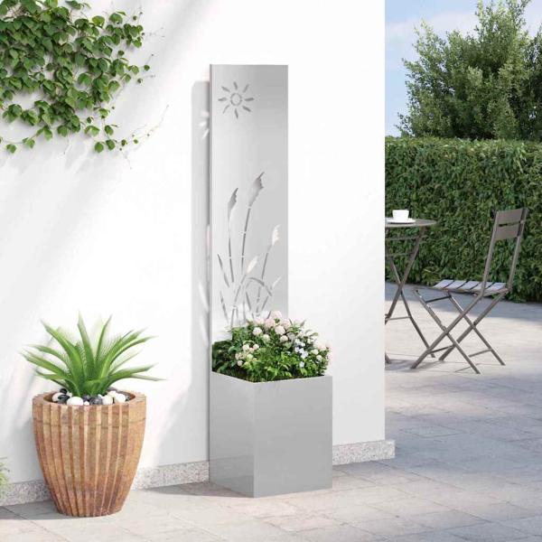 Blumentopf mit dekorativem Paneel Silber 32 x 140 cm Edelstahl