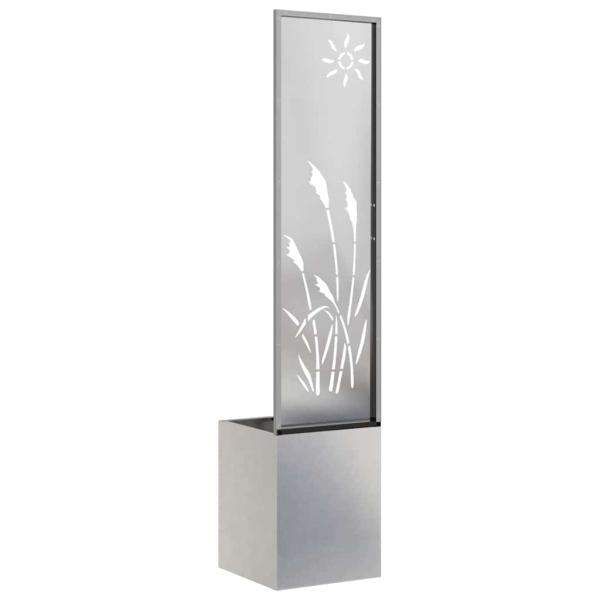Blumentopf mit dekorativem Paneel Silber 32 x 140 cm Edelstahl