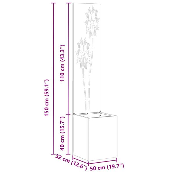 Blumentopf mit dekorativem Paneel Weiß 32 x 140 cm