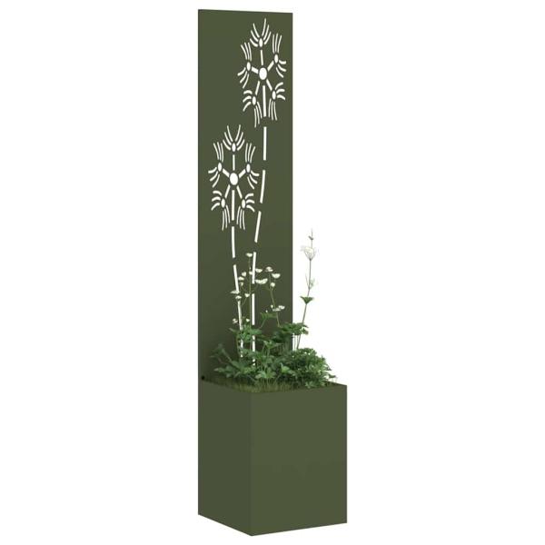 Blumentopf mit dekorativem Paneel Olivgrün 32 x 140 cm