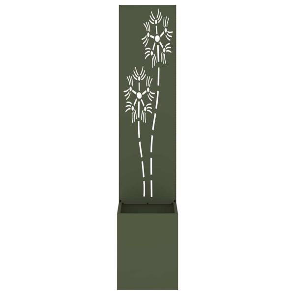 Blumentopf mit dekorativem Paneel Olivgrün 32 x 140 cm