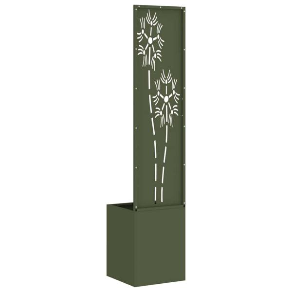Blumentopf mit dekorativem Paneel Olivgrün 32 x 140 cm