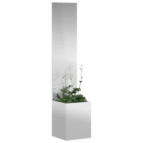 Blumentopf mit dekorativem Paneel Silber 32 x 140 cm