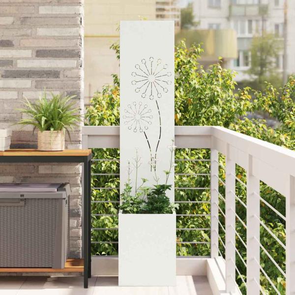 ARDEBO.de - Blumentopf mit dekorativem Paneel Weiß 32 x 140 cm