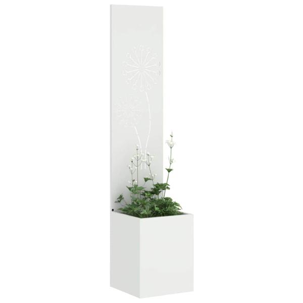 Blumentopf mit dekorativem Paneel Weiß 32 x 140 cm