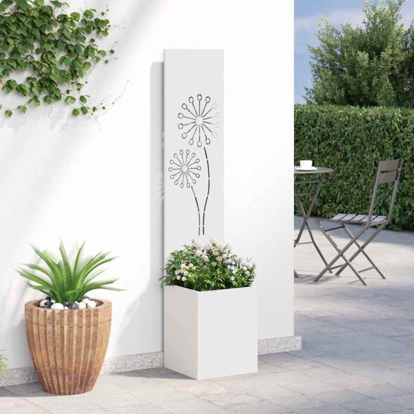 Blumentopf mit dekorativem Paneel Weiß 32 x 140 cm