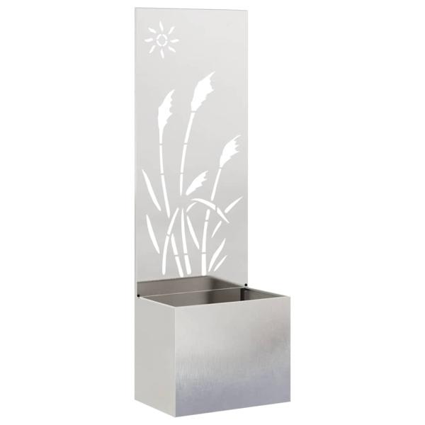 Blumentopf mit dekorativem Paneel Silber 50 x 140 cm Edelstahl