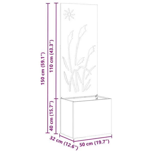 Blumentopf mit dekorativem Paneel Silber 50 x 140 cm Edelstahl