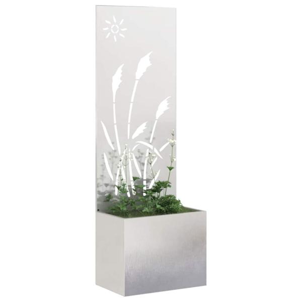 Blumentopf mit dekorativem Paneel Silber 50 x 140 cm Edelstahl