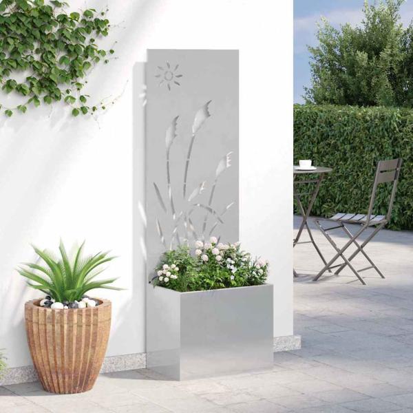 Blumentopf mit dekorativem Paneel Silber 50 x 140 cm Edelstahl