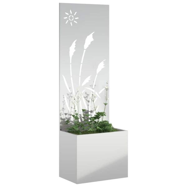 Blumentopf mit dekorativem Paneel Silber 50 x 140 cm