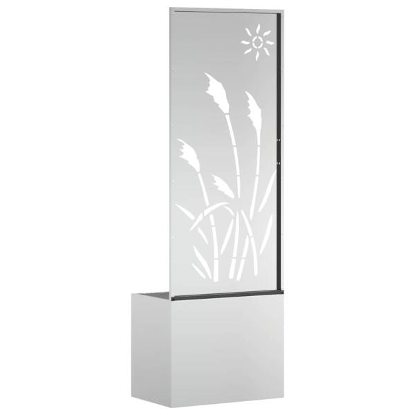 Blumentopf mit dekorativem Paneel Silber 50 x 140 cm