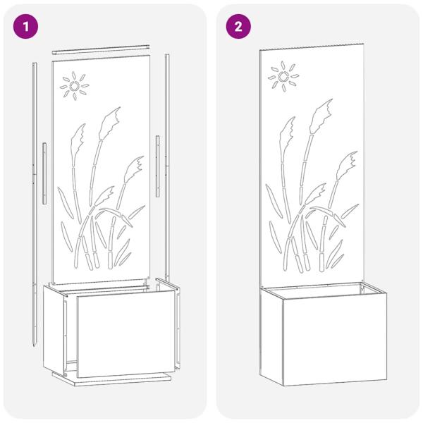 Blumentopf mit dekorativem Paneel Silber 50 x 140 cm