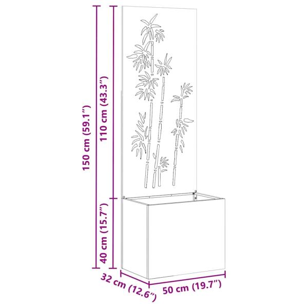 Blumentopf mit dekorativem Paneel Schwarz 50 x 140 cm