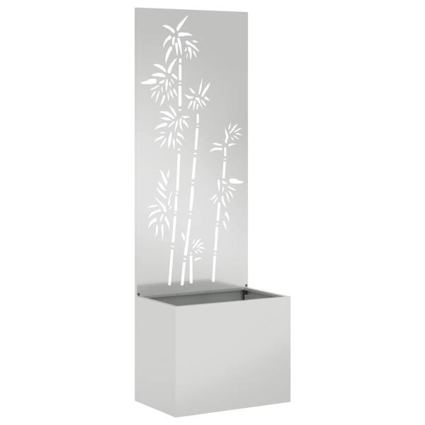 ARDEBO.de - Blumentopf mit dekorativem Paneel Silber 50 x 140 cm