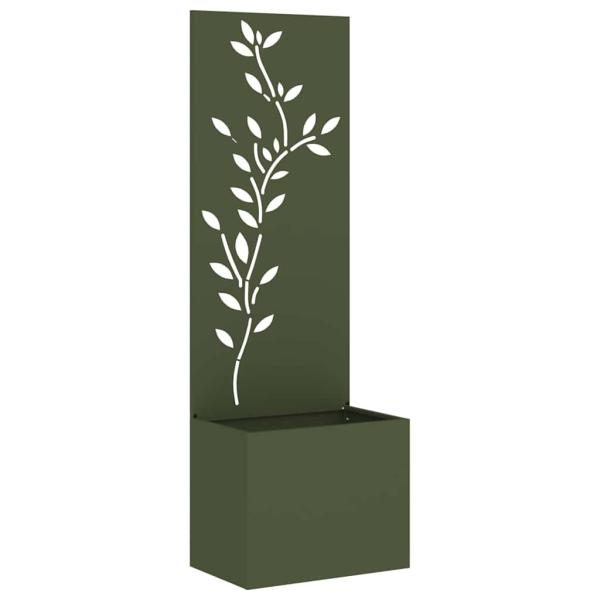 Blumentopf mit dekorativem Paneel Olivgrün 50 x 140 cm