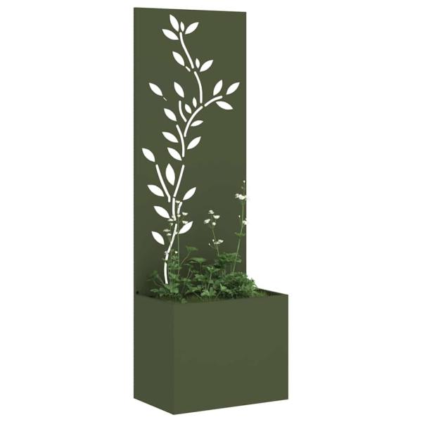 Blumentopf mit dekorativem Paneel Olivgrün 50 x 140 cm